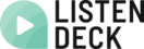 ListenDeck logo with stylized speaker icon