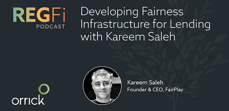 REGFi Podcast poster featuring Kareem Saleh on fairness in lending.