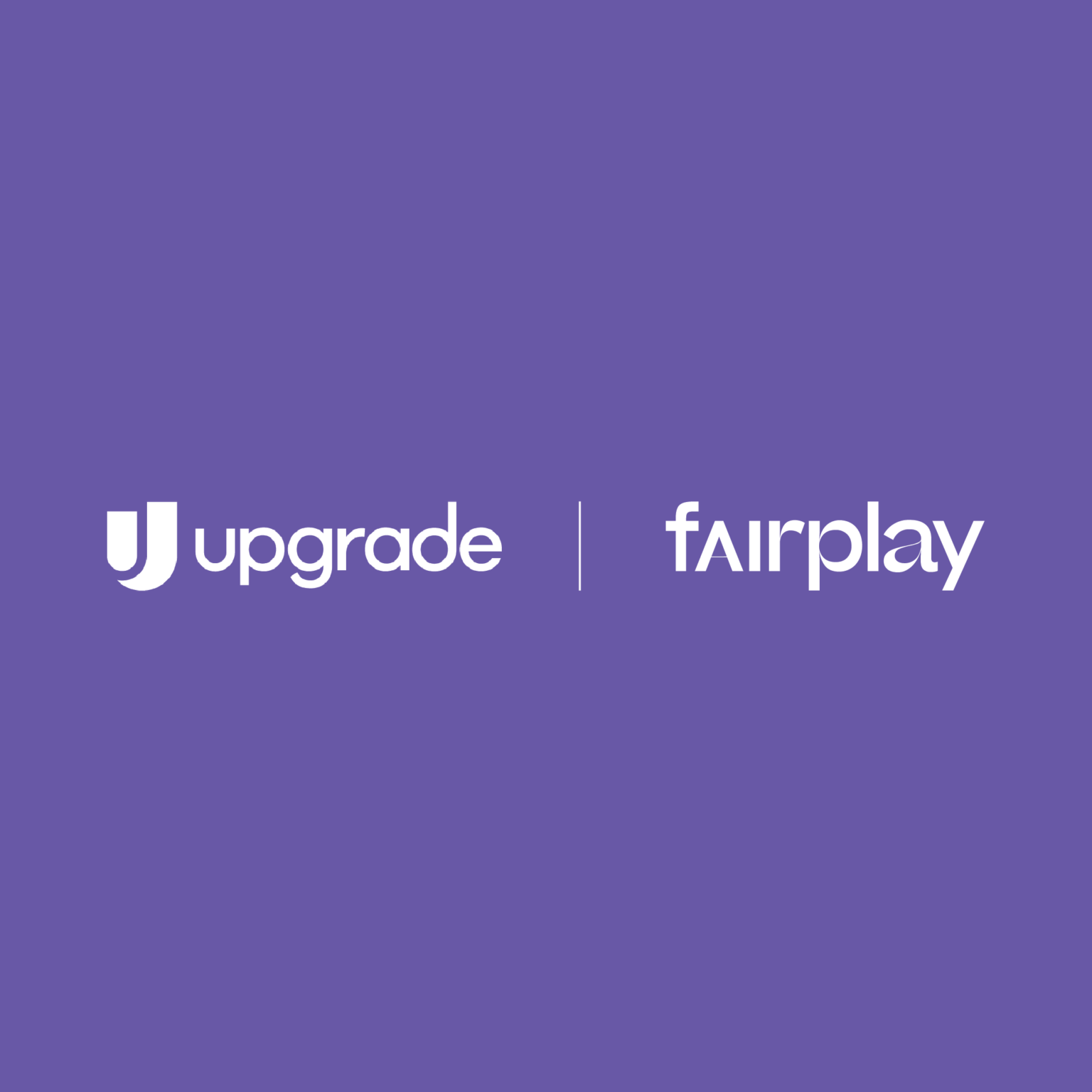 Upgrade and Fairplay logos on purple background