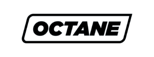 Blue neon outline of 'OCTANE' text logo