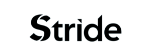 Logo with the word Stride in blue outline font